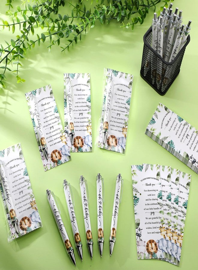 Dinifee 36 Sets Safari Park Baby Shower Favors Pens Includes 36 Rolling Paper Ballpoint Pens and Greeting Bookmarks Safari Jungle Baby Shower Game Prizes Party Favors Return Gifts - Image 5
